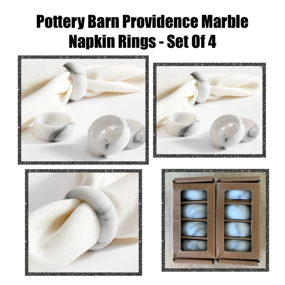 Pottery Barn Providence Marble Napkin Rings - Set Of 4